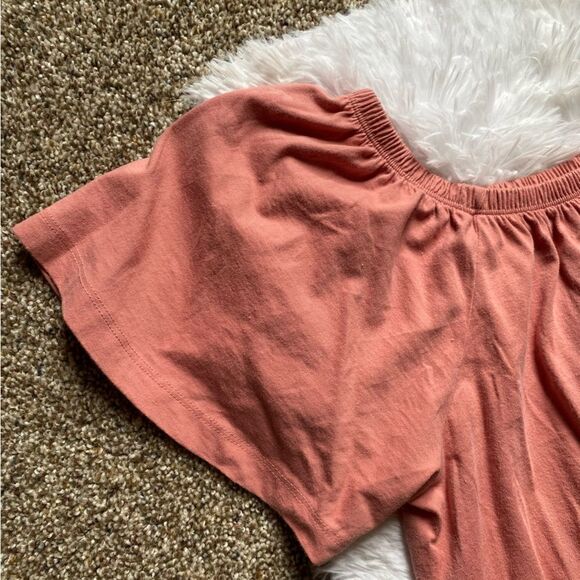 ASOS Dress Off the Shoulder Pink Cotton Flowy Women’s Size 16 Short Sleeve - Picture 2 of 8